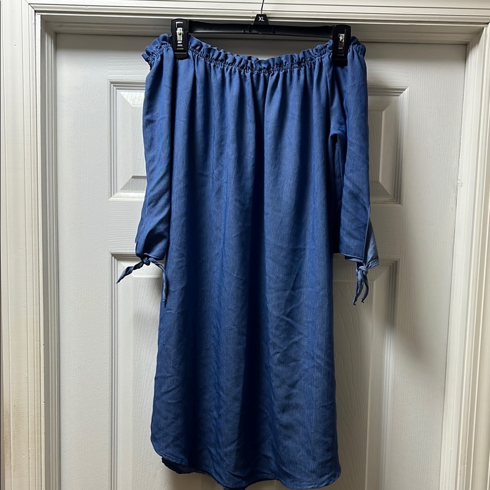 Blue Off-Shoulder Dress